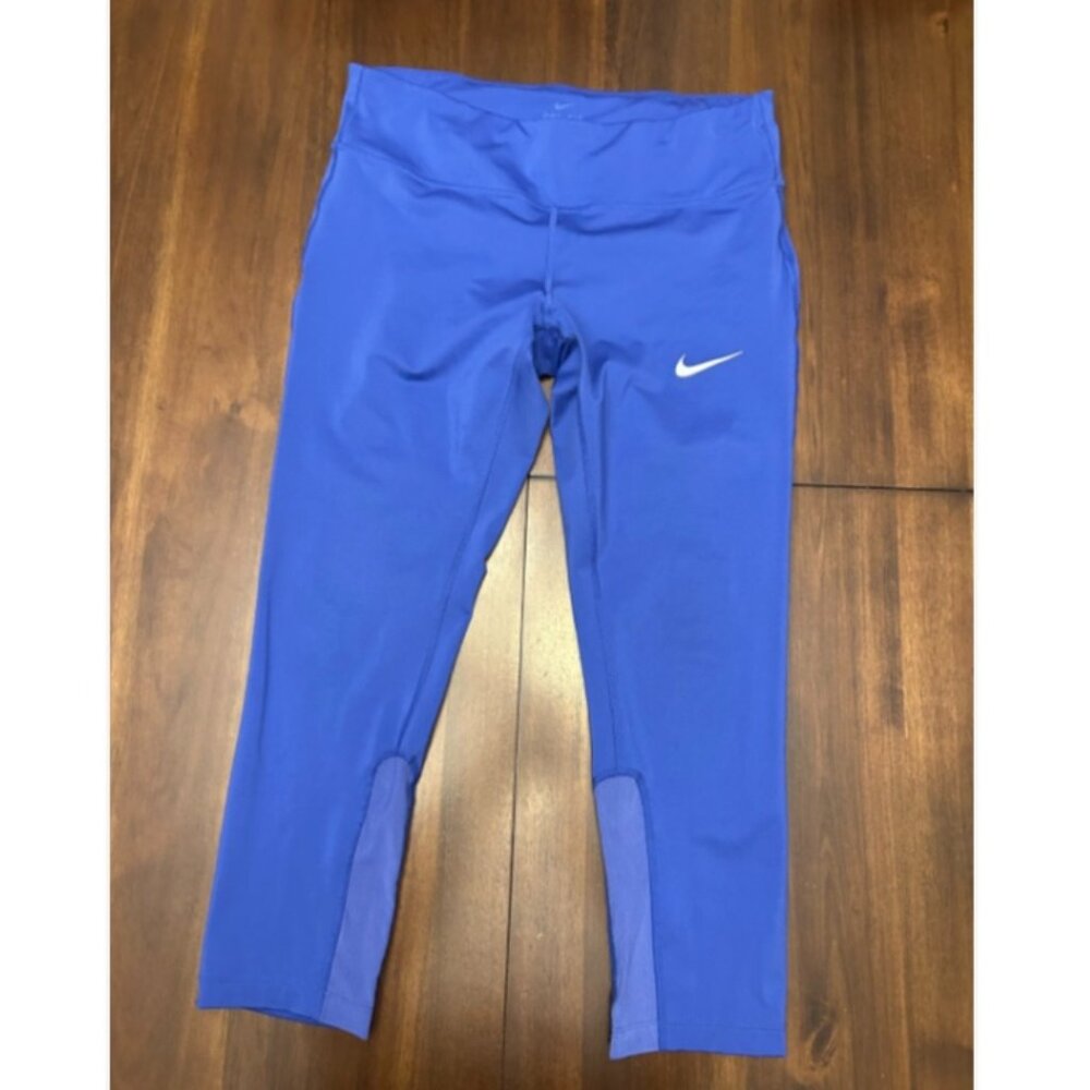 Nike Dri-Fit Women Blue Compression Mid-Rise Cropped Leggings Size Medium